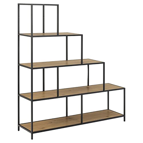 Amazon Basics Bücherregal, Treppe mit 4 Ebenen, schwarzes Metallgestell, Wilde Eiche, 33.0 x 119.89 x 45.97 cm(Früher Movian) von Amazon Basics