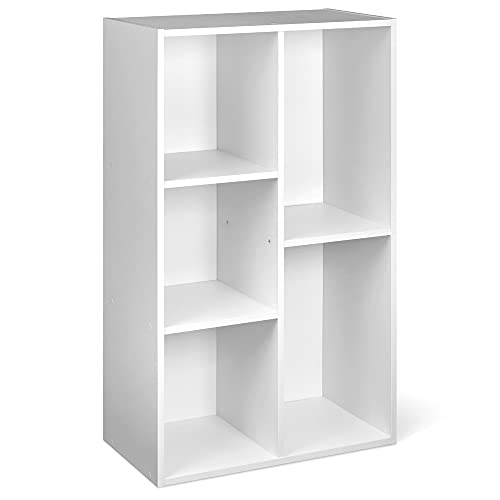 Amazon Basics Bücherregal mit 5 Fächern, Büroregal, Wohnzimmer, Schlafzimmer, Würfel, Weiß, 50 x 24 x 80 cm von Amazon Basics