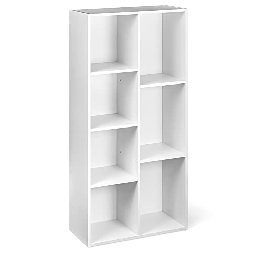 Amazon Basics Bücherregal mit 7 Fächern, Büroregal, Wohnzimmer, Schlafzimmer, Würfel, Weiß, 50 x 24 x 106 cm von Amazon Basics