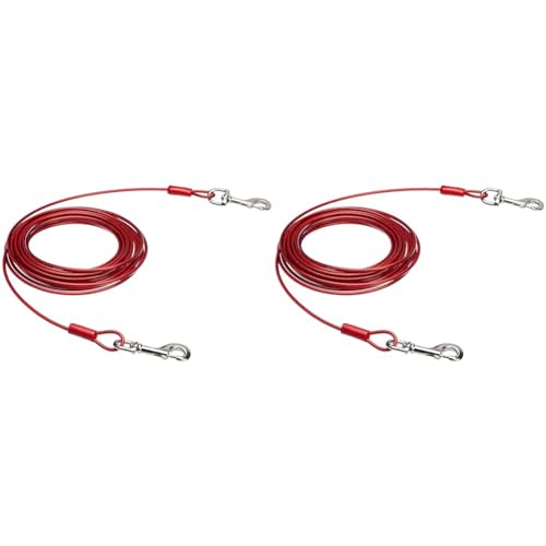 Amazon Basics - Cable para ATAR Perros, Hasta 56 kg, 9,1 m, Rot (Packung mit 2) von Amazon Basics