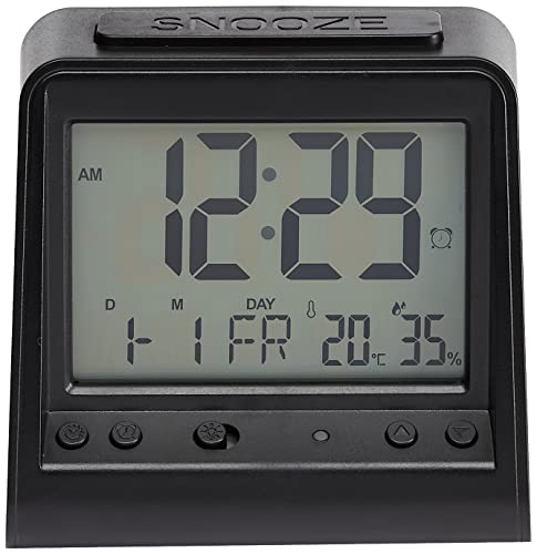 Amazon Basics Digitaler Tischwecker mit Licht, Temperatur- und Datumsanzeige, 3.5 x 3.7 x 1.9inches, dreieckig Stil, Rechteckig, Schwarz von Amazon Basics