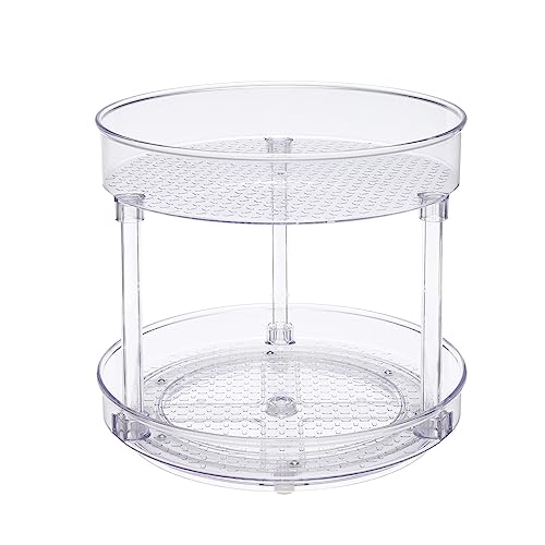 Amazon Basics Drehregal Lazy Susan, 2 Ebenen, transparent, Organizer, 22,9 cm von Amazon Basics