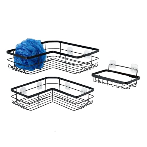 Amazon Basics Duschablage aus Edelstahl, L-Form, selbstklebend, 3 Stück,Schwarz Amazon Basics Duschablage aus Edelstahl, L-Form, selbstklebend, 3 Stück,Schwarz von Amazon Basics
