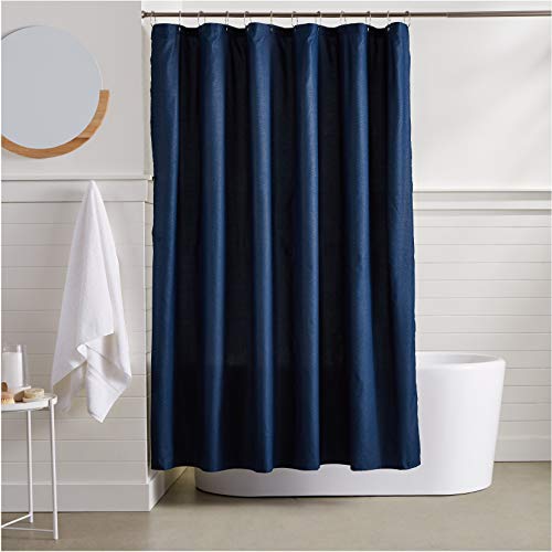 Amazon Basics Duschvorhang mit Waffelstruktur, 183 x 183 cm, Marineblau von Amazon Basics