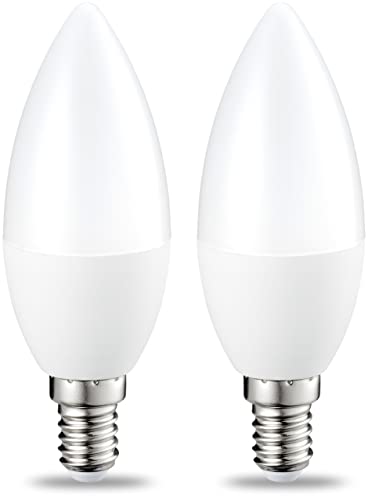 Amazon Basics E14 LED Weiß Lampe, Kerzenform, 2 Stück, 6W ersetzt 40W, dimmbar, klar von Amazon Basics