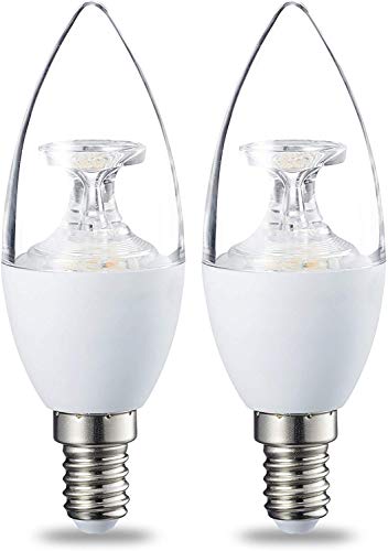 Amazon Basics E14 LED Lampe, Kerzenform, 6W (ersetzt 40W), klar, dimmbar- 2er-Pack von Amazon Basics