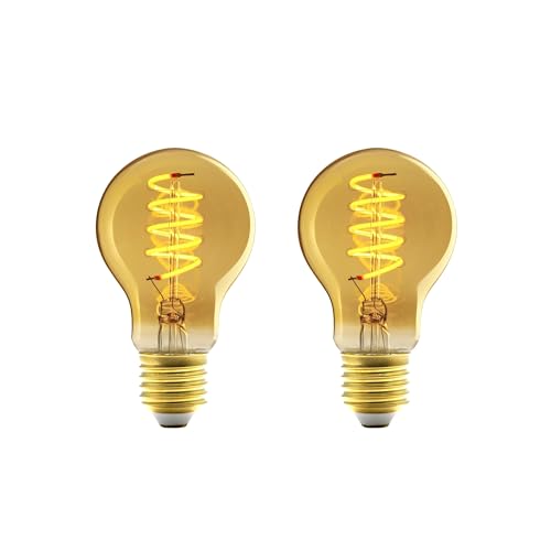 Amazon Basics Vintage-LED-Birne, E27, antiker Stil, Retro-Bernsteinglas, A60, 4 W (entspricht 25 W), 1800 K, ultrawarmes Licht zur Dekoration, 2 Stück von Amazon Basics