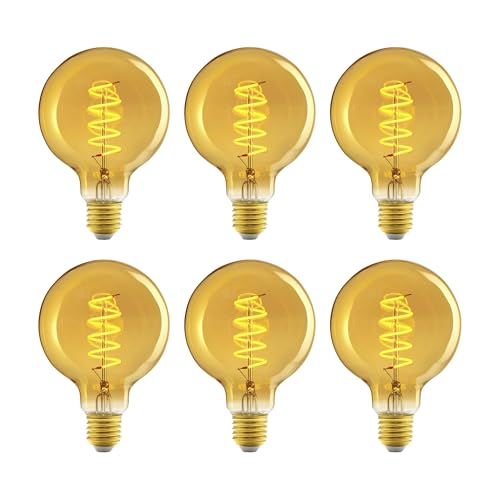 Amazon Basics E27 Vintage-LED-Lampe, G93, 4 W (entspricht 25 W), Gold, 6 Stück von Amazon Basics