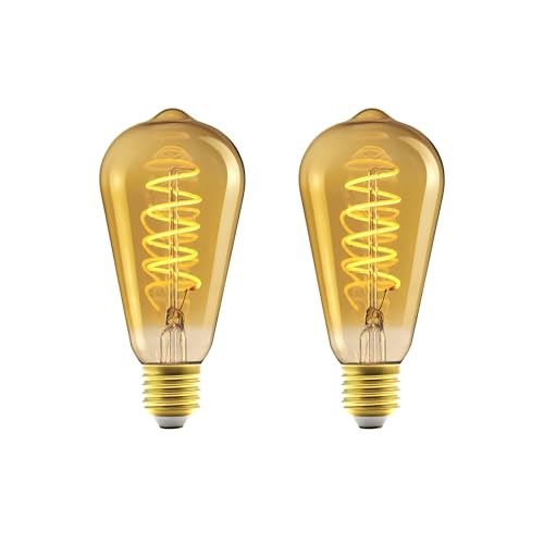 Amazon Basics E27 Vintage-LED-Lampe, ST64, 4 W (entspricht 25 W), Gold, 2er-Pack von Amazon Basics