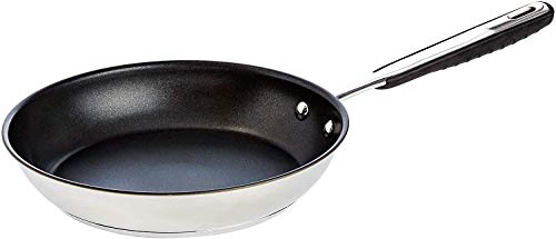 Amazon Basics Edelstahl-Bratpfanne mit Antihaftbeschichtung - induktionsgeeignet, mit bequemem Griff - 28 cm von Amazon Basics