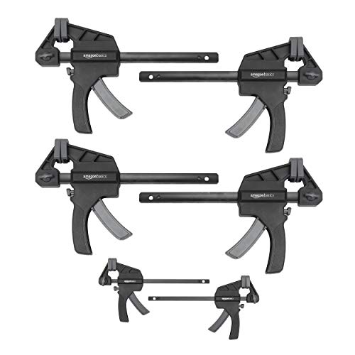 Amazon Basics 6 Stück, Einhandzwinge, 2 Stück 10,16 cm, 4 Stück 15,24 cm, Schwarz Grau von Amazon Basics