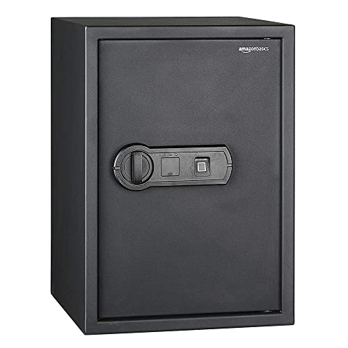 Amazon Basics Elektronisch Schlüssel Biometrisch Tresor mit Fingerabdruck-Verschlusssystem, 50 l, Schwarz von Amazon Basics
