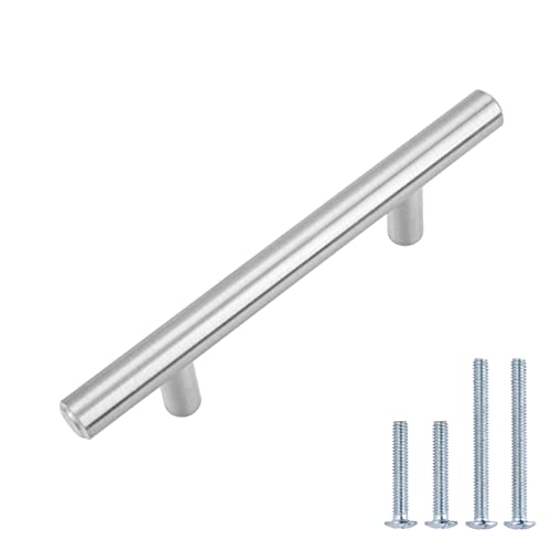 Amazon Basics - Europäischer Steggriff, Möbelgriff (1,27 cm Durchmesser), Länge: 13,66 cm (Lochmitte zu Lochmitte: 7,62 cm), Satinierter Nickel, 25er-Pack von Amazon Basics