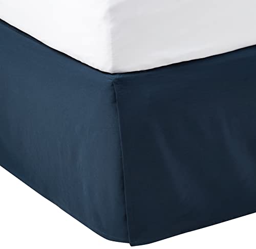 Amazon Basics Plissee-Bettrock, 152 x 203 x 41 cm, Marineblau, Einfarbig von Amazon Basics