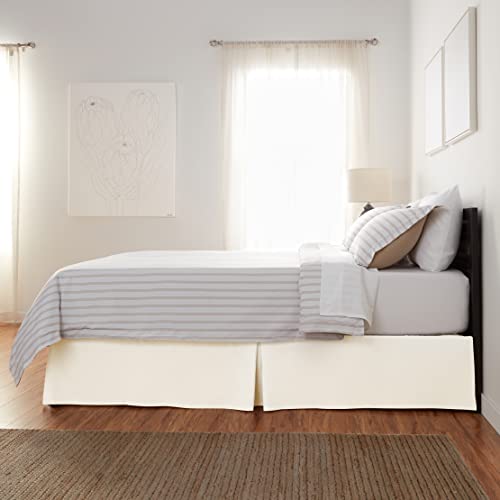 Amazon Basics Plissee-Bettrock, 152 x 203 x 41 cm, Grauweiß, Einfarbig von Amazon Basics