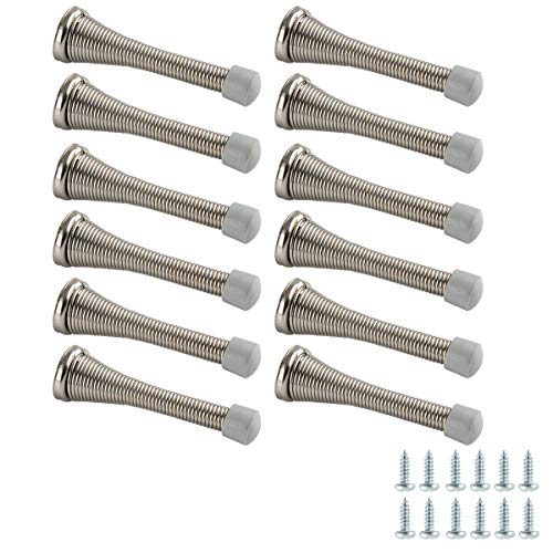 Amazon Basics Feder-Türstopper, 12er-Pack, Nickel gebürstet von Amazon Basics