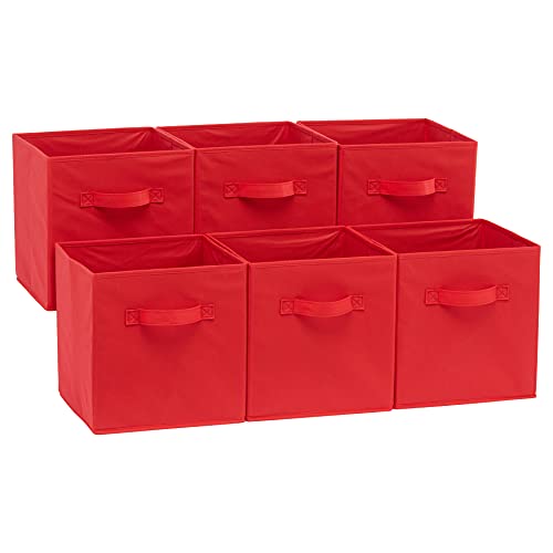 Amazon Basics Foldable Storage Cubes, 6 Stück, Rot, 26.6 x 26.6 x 27.9 cm von Amazon Basics