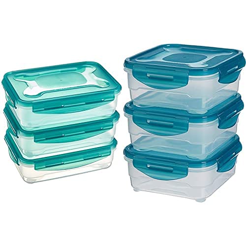 Amazon Basics - Frischhaltedosen-Set, luftdicht, 3-teiliges Set (3 x 1,2 l) & 6pc Airtight Food Storage Containers Set, 3 x 0.8 Liter von Amazon Basics