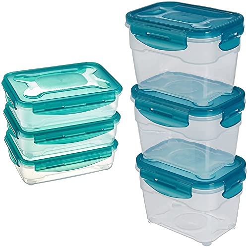 Amazon Basics - Frischhaltedosen-Set, luftdicht, 3-teiliges Set (3 x 1,2 l) & Airtight Food Storage Containers Set, 3 x 1.0 Liter von Amazon Basics