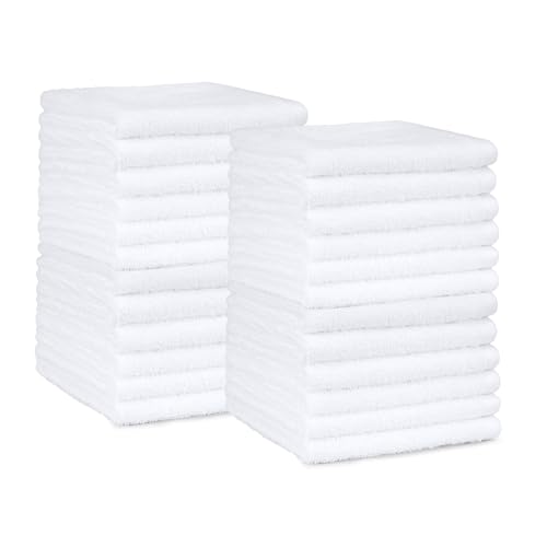 Amazon Basics Frottee-Waschlappen - Packung mit 60 Stück, Weiß, 30 x 30 cm, Schnell Trocknend, Wasserabsorbierend und in der Maschine waschbar von Amazon Basics
