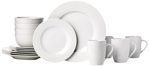 Amazon Basics Geschirrservice, 16 Stück, für 4 Personen, Weiß von Amazon Basics
