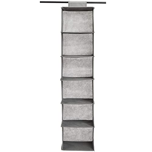 Amazon Basics Hängeaufbewahrung für den Schrank Wandschrank, 6 Regale, Grau, 22D x 29W x 23H cm von Amazon Basics