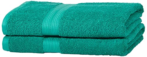 Amazon Basics Handtuch-Set, ausbleichsicher, 140 x 70 cm, 2 stück, Händehandtuch, Grün, 100% Baumwolle 500g/m² von Amazon Basics