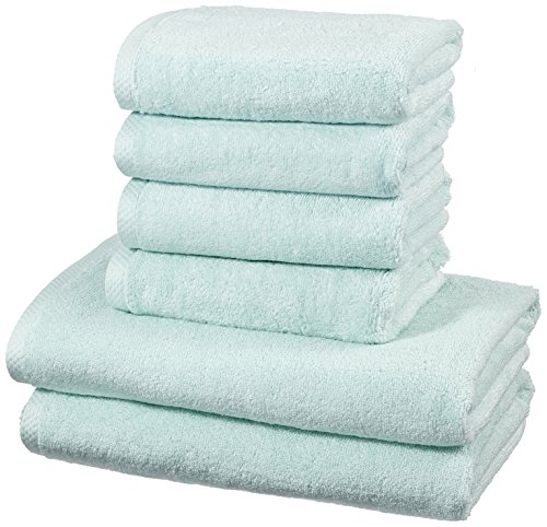 Amazon Basics - Handtuch-Set, schnelltrocknend, 2 Badetücher und 4 Handtücher - Eisblau, 100 Prozent Baumwolle von Amazon Basics
