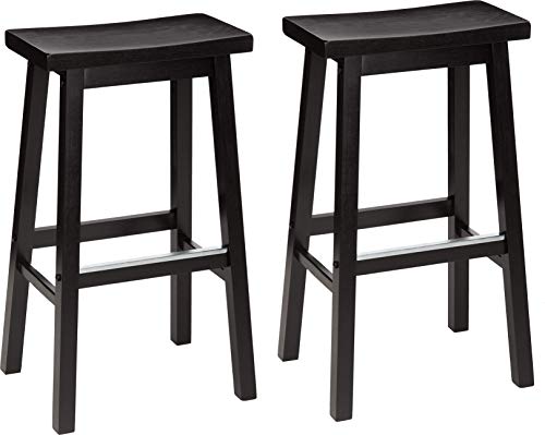 Amazon Basics Küchenhocker aus Massivholz, Barhocker, Esszimmerstuhl, einfache Montage, modern, 2 Stück, 74 cm hoch, Schwarz von Amazon Basics