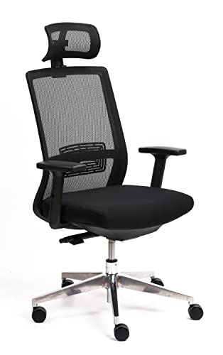 Amazon Basics Höhenverstellbarer Bürostuhl mit Verstellbarkeit der Armlehnen und Kopfstütze, Schwarz(Früher Movian) von Amazon Basics