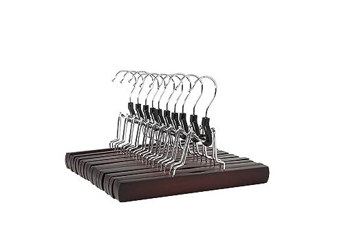 Amazon Basics Holzkleiderbügel für Hosen, Kirschrot, 10er-Pack, 25x16.5cm von Amazon Basics