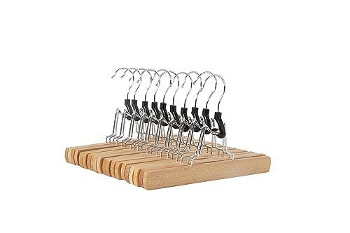 Amazon Basics Holzkleiderbügel für Hosen, Natur, 10er-Pack, Natural, 25x16.5 cm von Amazon Basics