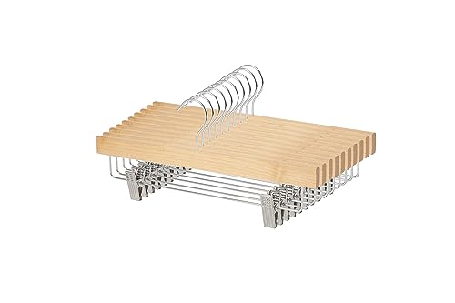 Amazon Basics Holzkleiderbügel mit Klammern, 35.99 x 1.19 x 16 cm, Natürlich, 10er-Pack von Amazon Basics