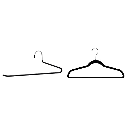 Amazon Basics – Hosenbügel, einfaches Aufhängen, 10 Stück & Kleiderbügel für Anzug/Kostüm, mit Samt überzogen, 30er-Pack, Schwarz von Amazon Basics