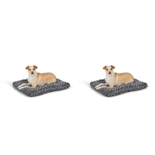 Amazon Basics Maschinenwaschbar Hundebett und Haustierbett für Hunde und Katzen - Waschbar und Strapazierfähig, Sehr Klein, 58 x 47 cm, Graue Wirbel (Packung mit 2) von Amazon Basics