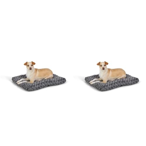 Amazon Basics Hundebett und Haustierbett für Hunde und Katzen - Waschbar und Strapazierfähig, Sehr Klein, 58 x 47 cm, Graue Wirbel (Packung mit 2) von Amazon Basics