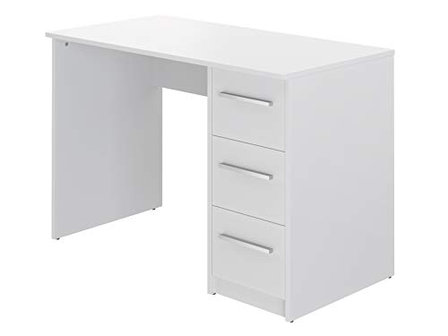 Amazon Basics Moderner Home-Office-Schreibtisch, Computertisch mit 3 Schubladen, einfacher Aufbau, 56 x 110 x 73,5 cm, weiß von Amazon Basics