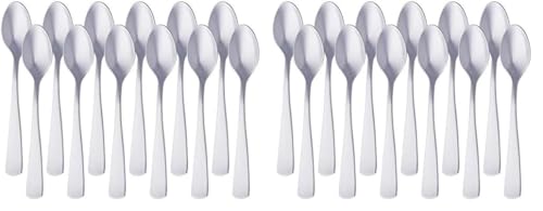 Amazon Basics - Kaffeelöffel aus Edelstahl, Gerades Design, 12er-Pack, Silber (Packung mit 2) von Amazon Basics
