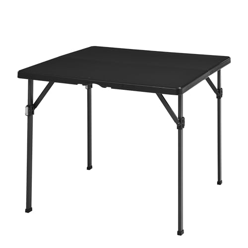 Amazon Basics Klapptisch, quadratisch, mit Tragegriff, für drinnen und draußen, tragbar, leicht, Reisetisch, Picknick, Camping, Schwarz, 86,1 x 86,1 x 73,9 cm von Amazon Basics