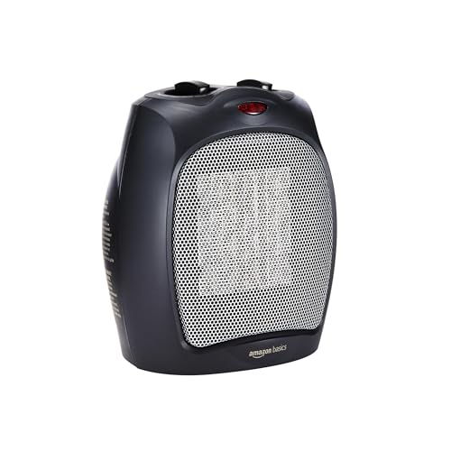 Amazon Basics Keramik-Standheizung, 1800 W, mit verstellbarem Thermostat - Schwarz von Amazon Basics