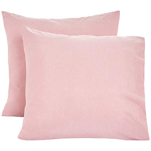 Amazon Basics Kissenbezüge, Mikrofaser, melierter Stoff, 2er-Set, 65 x 65 cm, rot (Sandy Red) von Amazon Basics