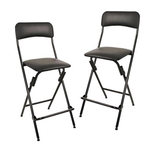 Amazon Basics Klapphocker mit Fußablage, 136,1 kg Traglast, 61 cm hoch, 2 Stück, Schwarz von Amazon Basics