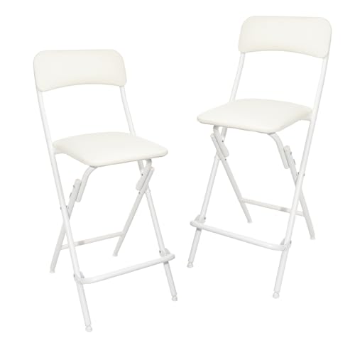 Amazon Basics Klapphocker mit Fußablage, 136,1 kg Traglast, 61 cm hoch, 2 Stück, Weiß von Amazon Basics