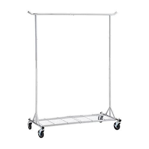 Amazon Basics – Kleiderstange mit Rollen, Chrom, 129,5 x 54,61 x 142,2-167,64 cm von Amazon Basics