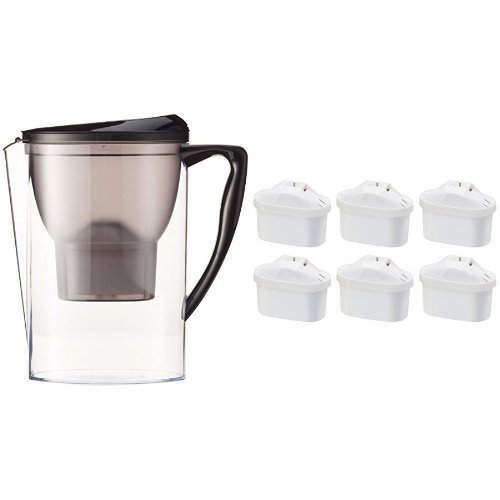 Amazon Basics - Krug mit Wasserfiltereinsatz, 2,3 l, mit 6er-Packung Wasserfilter-Patronen + 1 gratis, insgesamt 7 Stück - für Brita-Maxtra®-Krüge (nicht Maxtra+®) von Amazon Basics