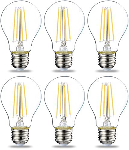 Amazon Basics - Warmweiß LED-Leuchtmittel, Edison-Sockel E27, 7 W (entspricht 60-W-Glühbirne), nicht dimmbar, klares Filament, 6er-Pack von Amazon Basics
