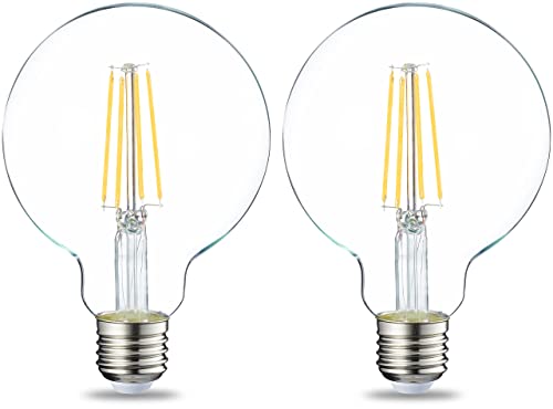 Amazon Basics LED-Leuchtmittel, Globe-Form (G93), Edison-Sockel E27, 7 W (entspricht 60-W-Glühbirne), Warmweiß, nicht dimmbar, klares Filament, 2Stück von Amazon Basics