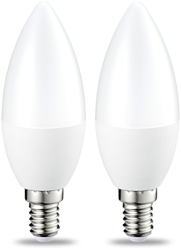 Amazon Basics LED-Leuchtmittel in Kerzenform, kleines Edison-Schraubgewinde E14, 4.9 W (entspricht 40-W-Glühbirne), Warmweiß, nicht dimmbar, 2 Stück (1er-Pack) von Amazon Basics