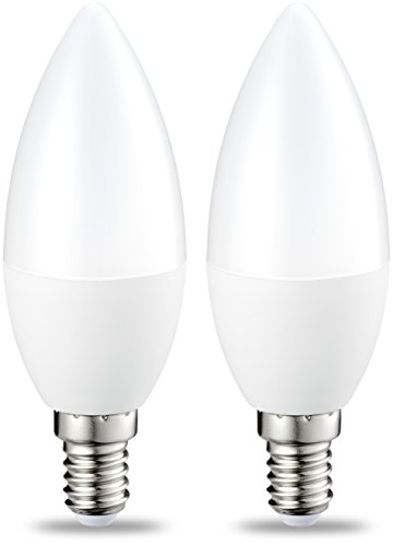 Amazon Basics LED-Leuchtmittel in Kerzenform, kleines Edison-Schraubgewinde E14, 5.5 W (entspricht 40-W-Glühbirne), Warmweiß, nicht dimmbar, 2Stück (1er Pack) von Amazon Basics