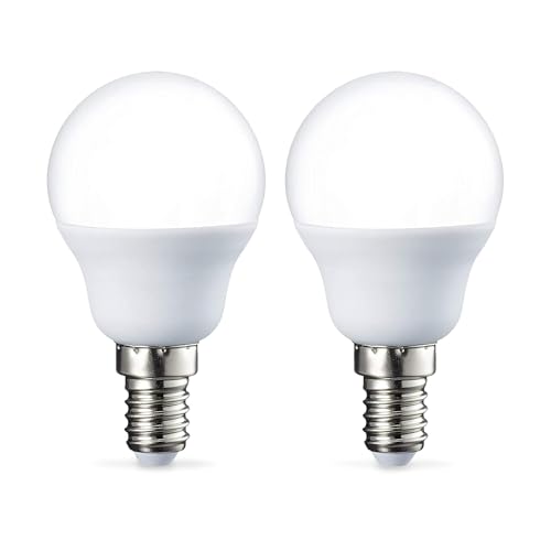Amazon Basics E14 LED Lampe P45, Tropfenform, 5.5W ( 40W), warmwei脽, 2er-Pack von Amazon Basics